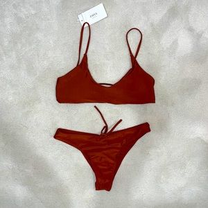 NWT Zaful burnt orange bikini bathing suit, size L. Never worn! Ruched bottom.